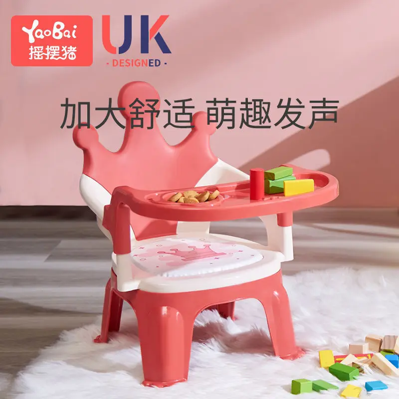 Silla de comedor para niños, taburete anticaída para aprendizaje, asiento trasero para sentarse, bandeja para comer, silla llamada de dibujos animados para el hogar - imagen 4