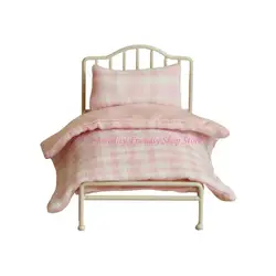 Cama para casa de muñecas 1/12 con edredón y almohada