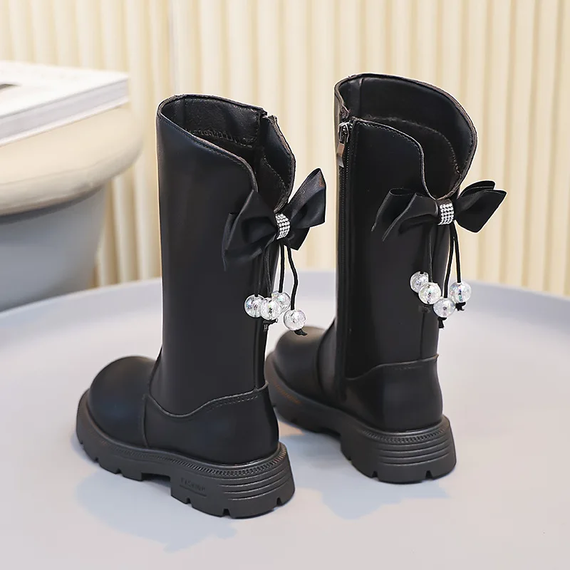 2025 hasta la rodilla formas frescas zapatos para niños botas para niños moda Otoño Invierno zapatos altos para estudiantes zapatillas de deporte para niñas con lazo - imagen 2