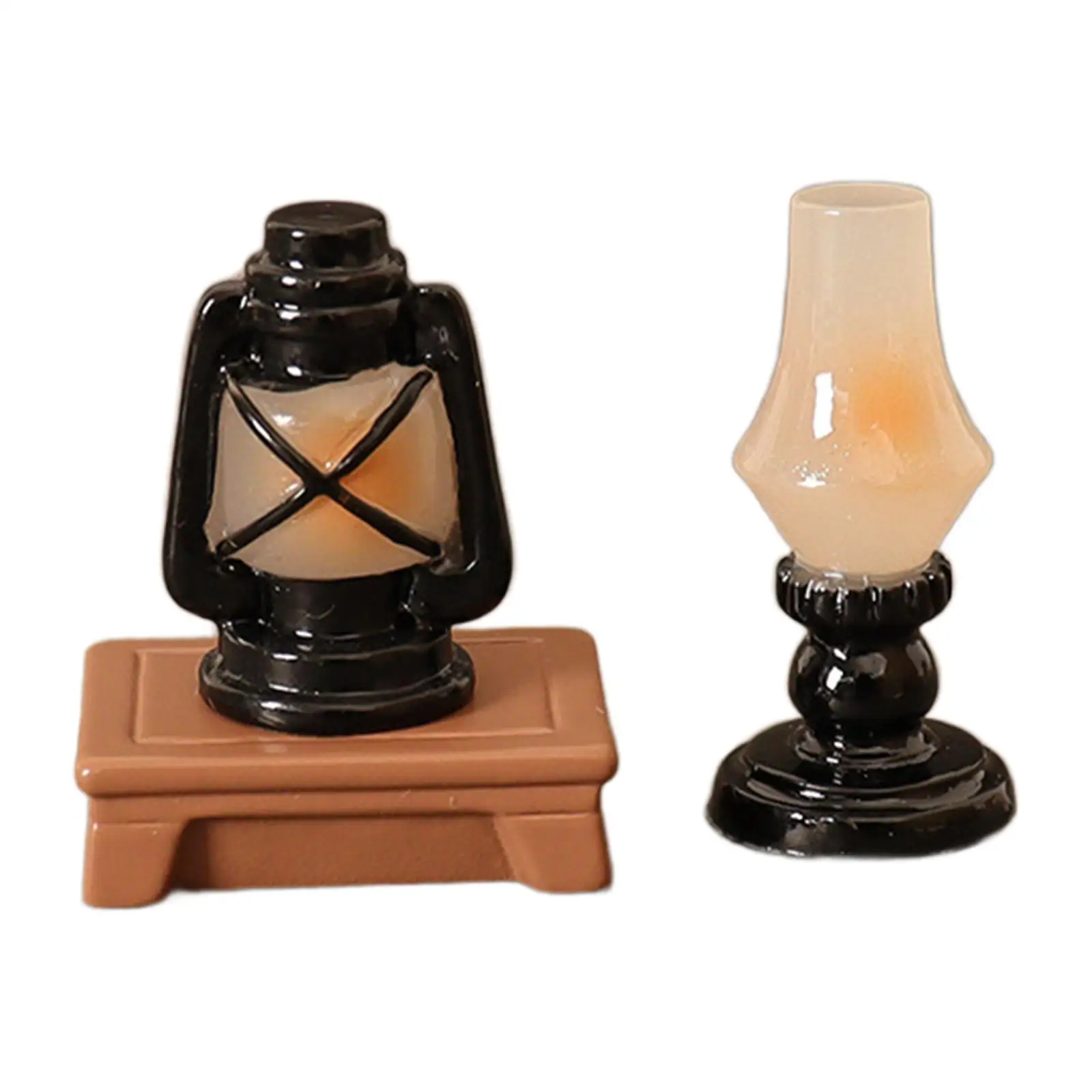 1:6 1:12 Miniature Fashion Oil Lamp Toy Set for Bedroom Home DIY Accessory