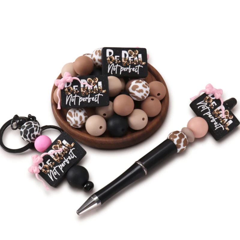 4 Uds. De cuentas de silicona 3D, ratón de enfoque, manualidades DIY, llavero, cordones, accesorios para bolígrafos, leopardo, suministros de cuentas artesanales sin perforar - imagen 4