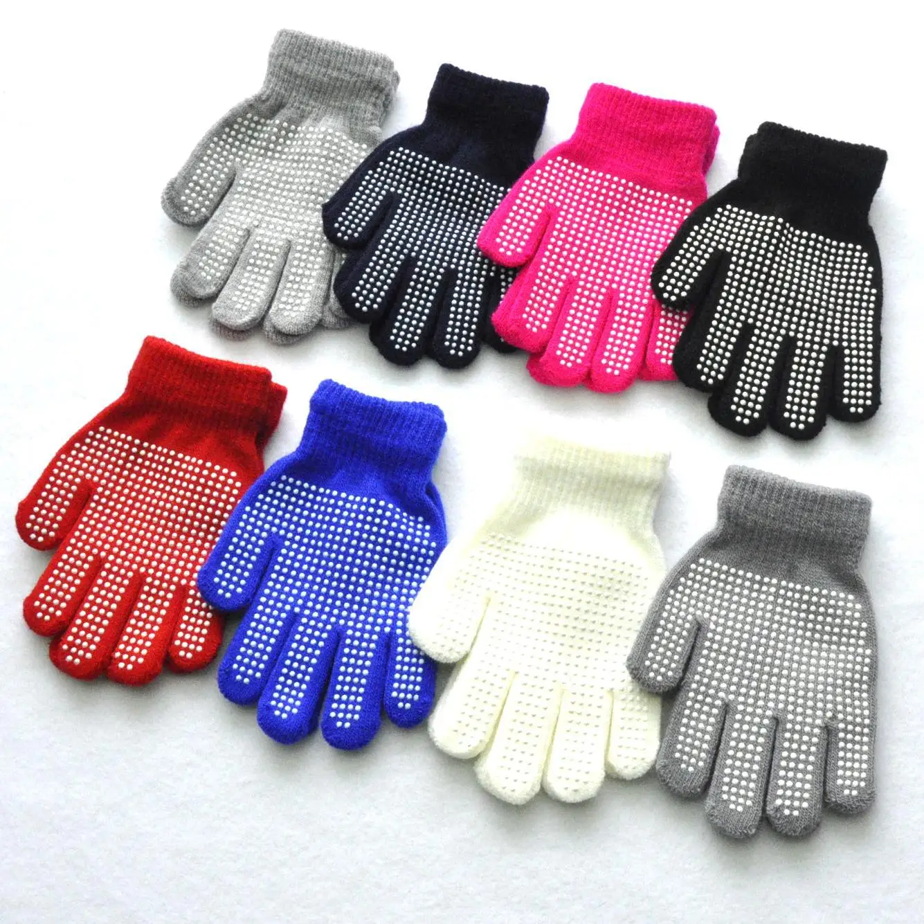 Neue 5-11y Jungen Mädchen Anti-Rutsch-Winter gestrickte warme Handschuhe für Kinder Student Voll finger Fäustlinge Outdoor-Radsport Ski handschuhe - imagen 4
