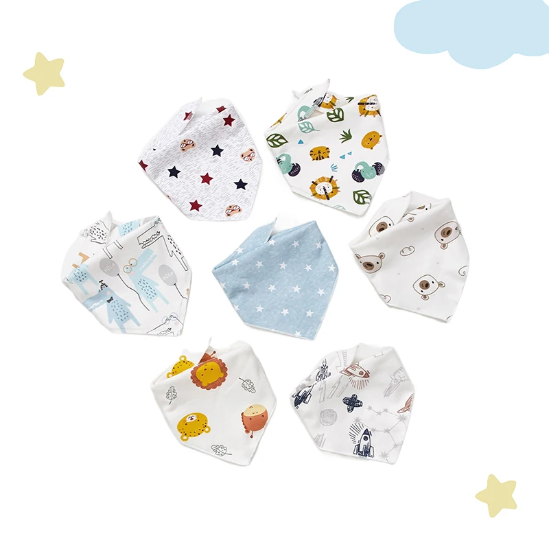 Baberos triangulares de algodón para bebé, toalla de Saliva con estampado de dibujos animados, delantal de alimentación para bebés y niñas, Baberos Bandana de algodón, 4 Uds. - imagen 2