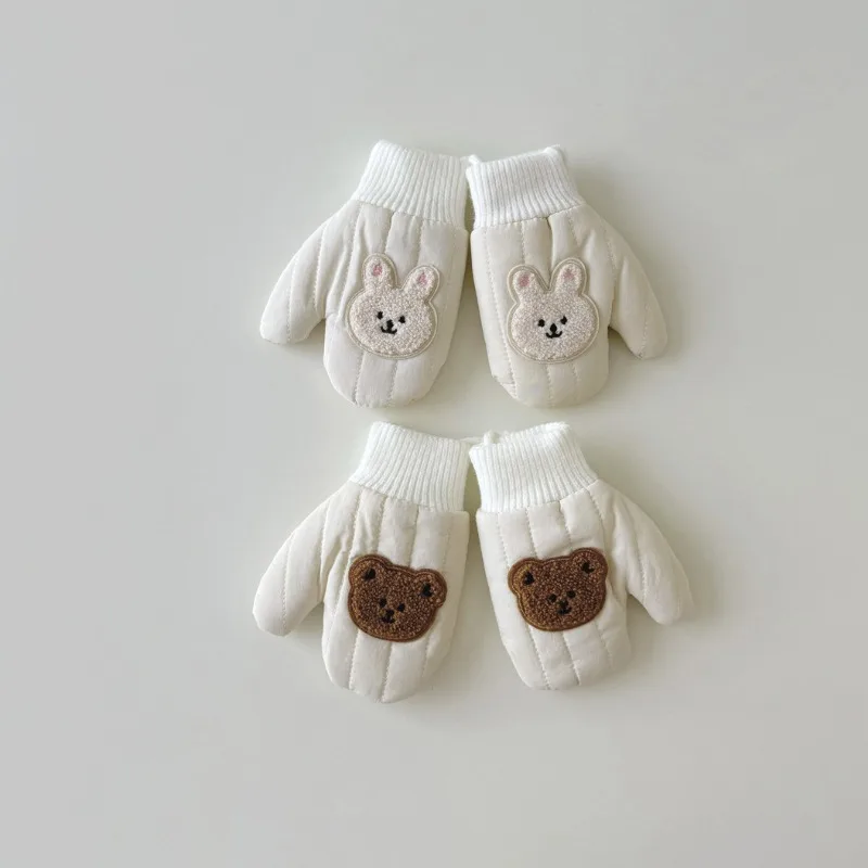 Manoplas de polar antipérdida para bebé – Estilo coreano con dibujos animados - imagen 4
