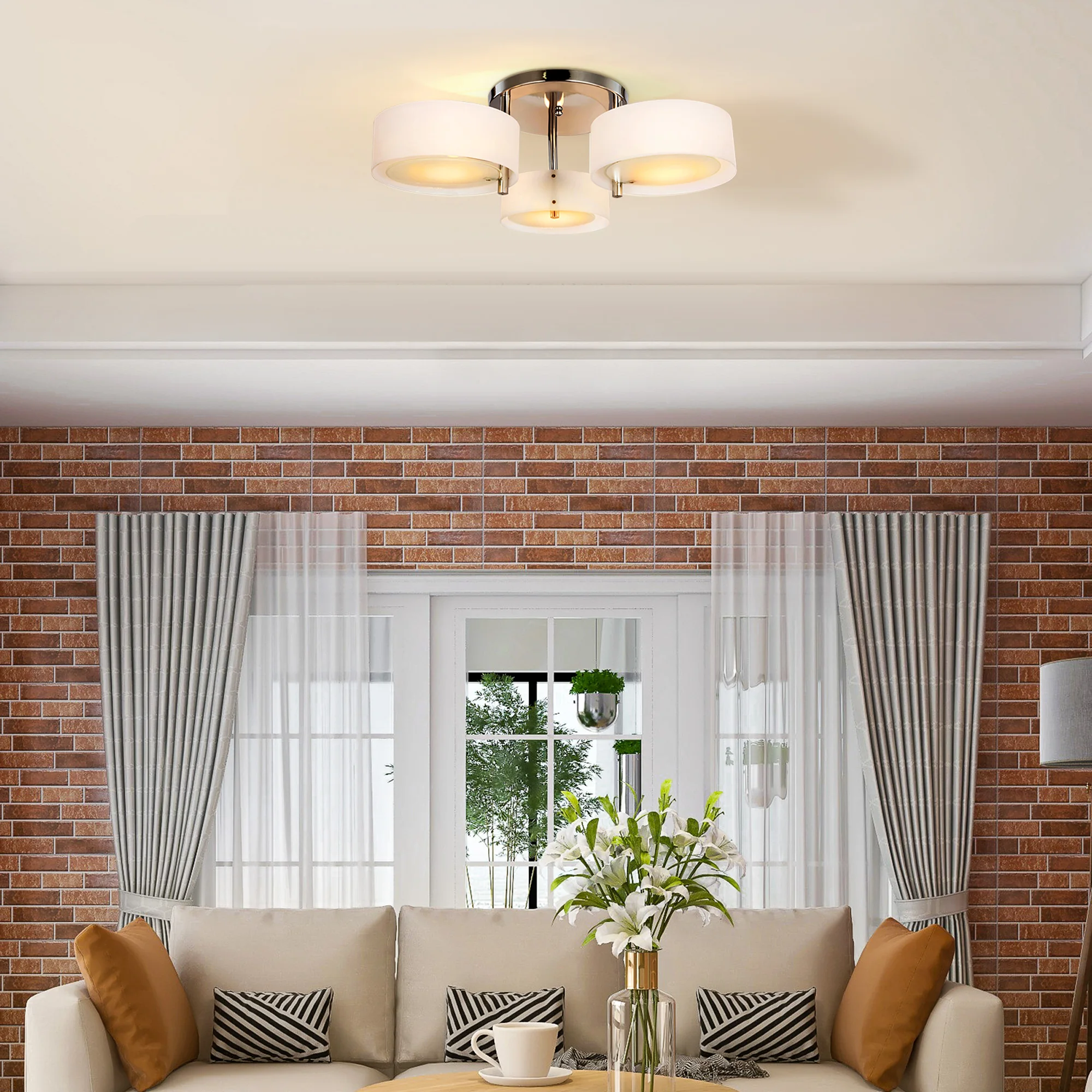 Homcom Modern Ceiling Lamp Drop Pendant Lamp E27 Ceiling Lighting with Acrylic Lampshade Lamp for Living Room Bedroom Dining Room Kitchen White