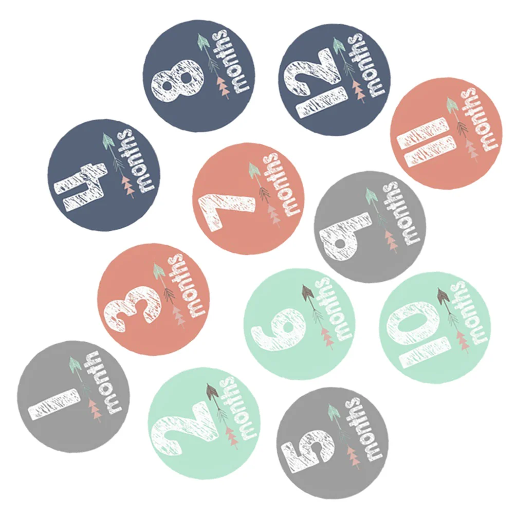 12 Uds. De pegatinas mensuales para bebés, pegatinas adhesivas a presión para hitos de recién nacidos, álbum de fotos para bebés, seguimiento del crecimiento, memoria infantil - imagen 3