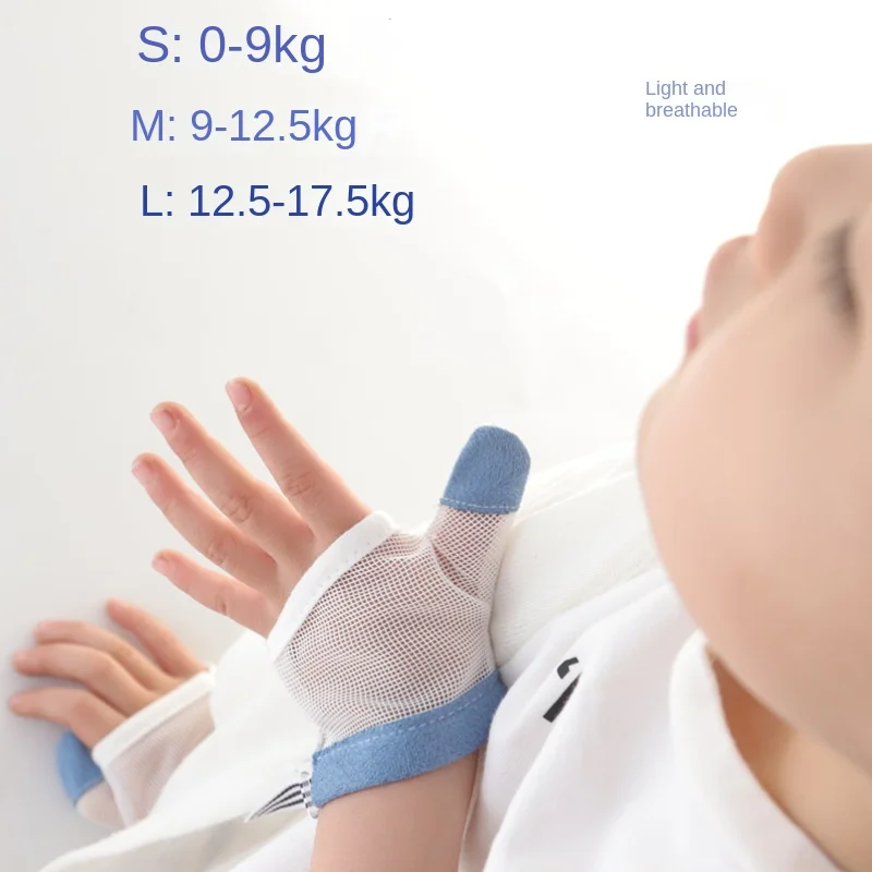 1 par de guantes de protección para manos para bebés y niños, antimordeduras, evitan los dedos rosas y azules, ayudan a dejar de chupar las uñas, traje inofensivo - imagen 4