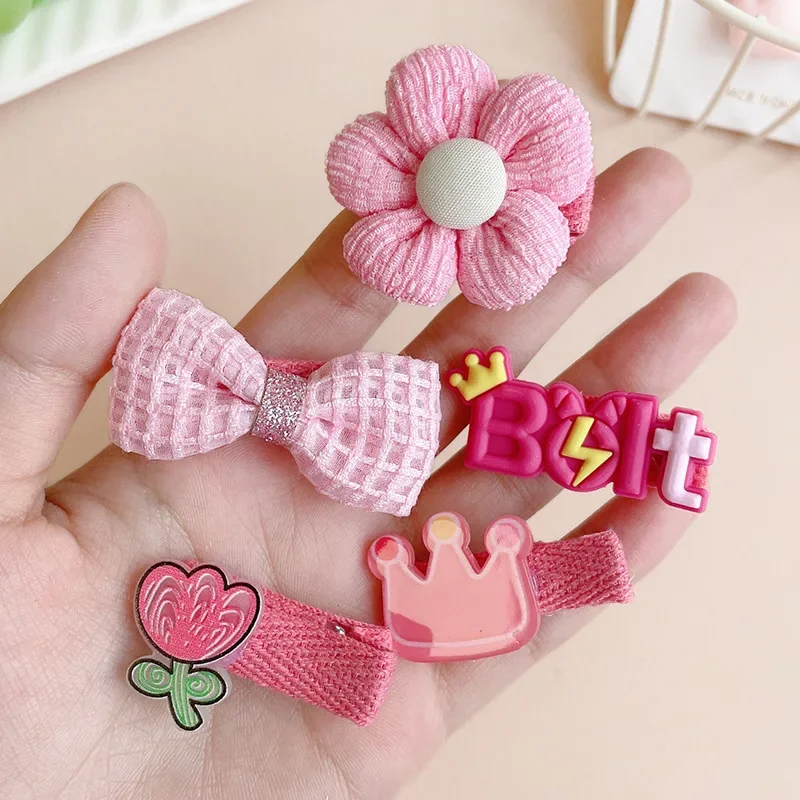 Horquilla de dibujos animados para niña, 5 piezas, lazo Floral de Animal encantador, pinza para el pelo para bebé, Clip lateral Kawaii - imagen 2