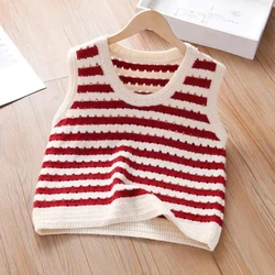 Suéter a rayas para niño – Chaleco de punto fino cuello en V