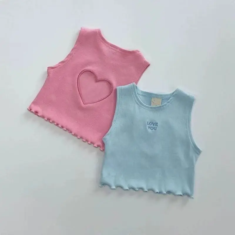 MILANCEL, nueva camiseta de verano para niños, camisetas coreanas de algodón con estilo para niñas, camisetas cortas caladas en forma de corazón para niños - imagen 5