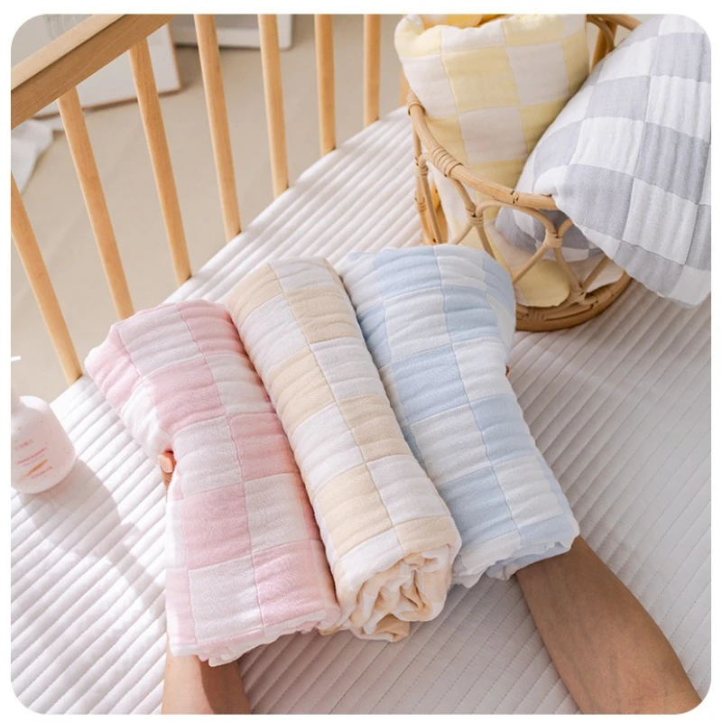 Mantas de algodón de bambú de 6 capas para bebé, funda para siesta, colcha fina, Toalla de baño de burbujas suave para recién nacido, manta envolvente de muselina, ropa de cama para bebé - imagen 3