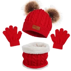 Gorro de invierno con pompón para bebé – Conjunto bufanda y guantes