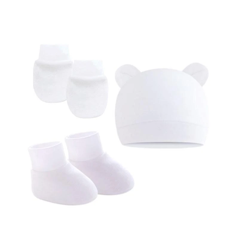 M76C Fashion Anti scratching Gloves Hat recién nacido para protección Fache Cotton Scratch Mi - imagen 4