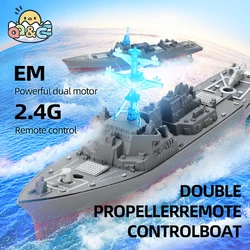 Barco Rc de 2,4G, barco de Control remoto de alta velocidad, modelo de buque de guerra de simulación, Mini acorazado de juguete, modelo de juguete para niños, regalo para niños
