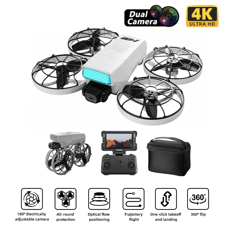 H28 Quadcopter Drone 4K Cámara Dual 4CH Plegable con Pantalla de visualización Control Remoto Fotografía Aérea Avión Flujo Óptico - imagen 2