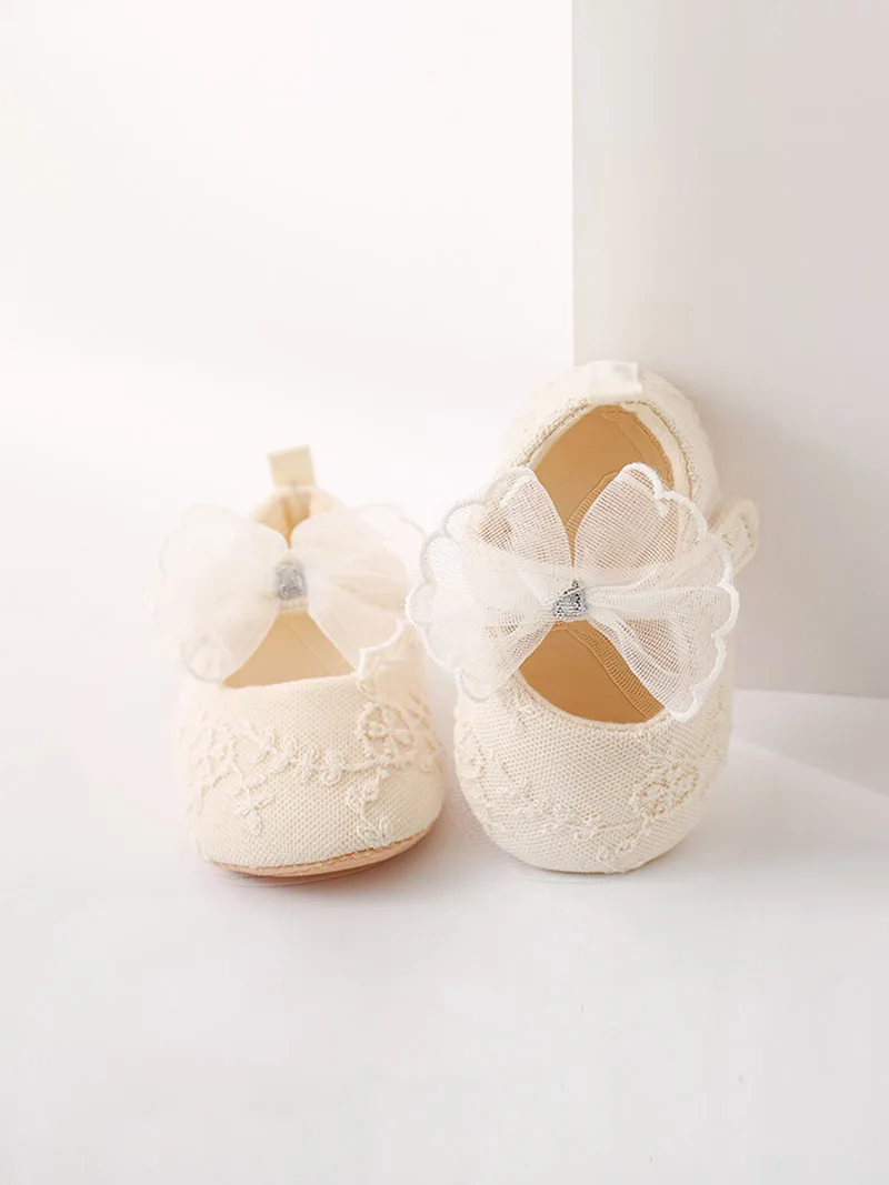 Verano bebé Prewalker 0-18M niñas bordado malla zapato de bebé niño arco zapatos de tela de suela blanda - imagen 2
