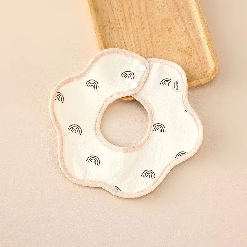 Baberos de algodón impermeables para bebé con pétalos antiincrustantes - imagen 3