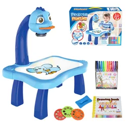Mesa de dibujo infantil con proyector LED – Tablero artístico para niños