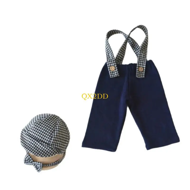 QX2D Recién nacido Photos Sosta Romper Boina Boina Fotografía Baby Fotograph - imagen 4