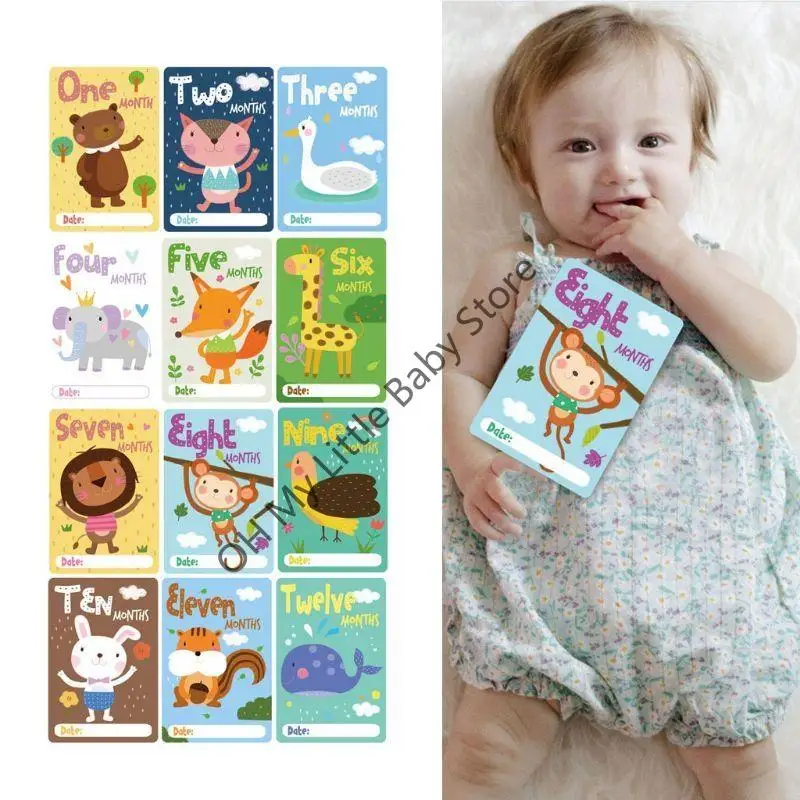 M76C Tarjetas mi primer año para edad del bebé, imágenes 0 a 12 meses, tarjetas fotográficas, recuerdos