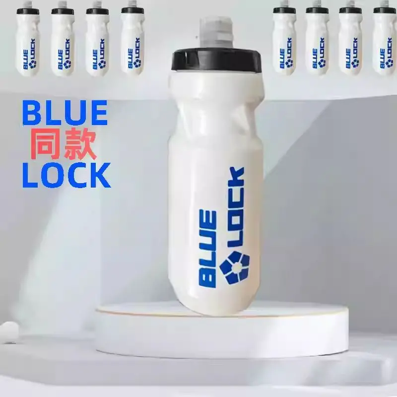 Taza de agua de Anime con cerradura azul de 500ML, botella de agua deportiva de gran capacidad, taza de plástico a prueba de fugas para beber al aire libre, portátil, para viajes, nuevo - imagen 2