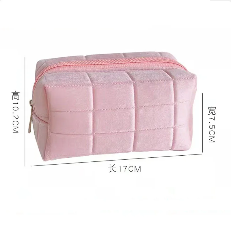 Bolsa de cosméticos con diseño de almohada rosa/blanco/azul, estuche para lápices, estuche para bolígrafos, estuche para lápices de almacenamiento para estudiantes de gran capacidad, 1 ud. - imagen 3