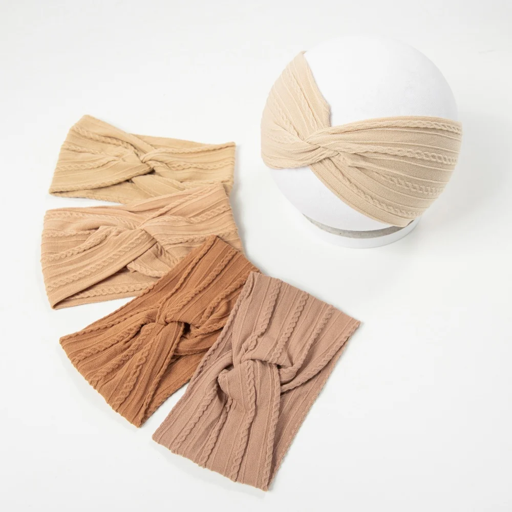 5 unids/set nuevas diademas para bebés recién nacidos para niñas, bandas elásticas para el cabello con nudo de nailon suave, accesorios para el cabello para niñas, sombreros para niños - imagen 3