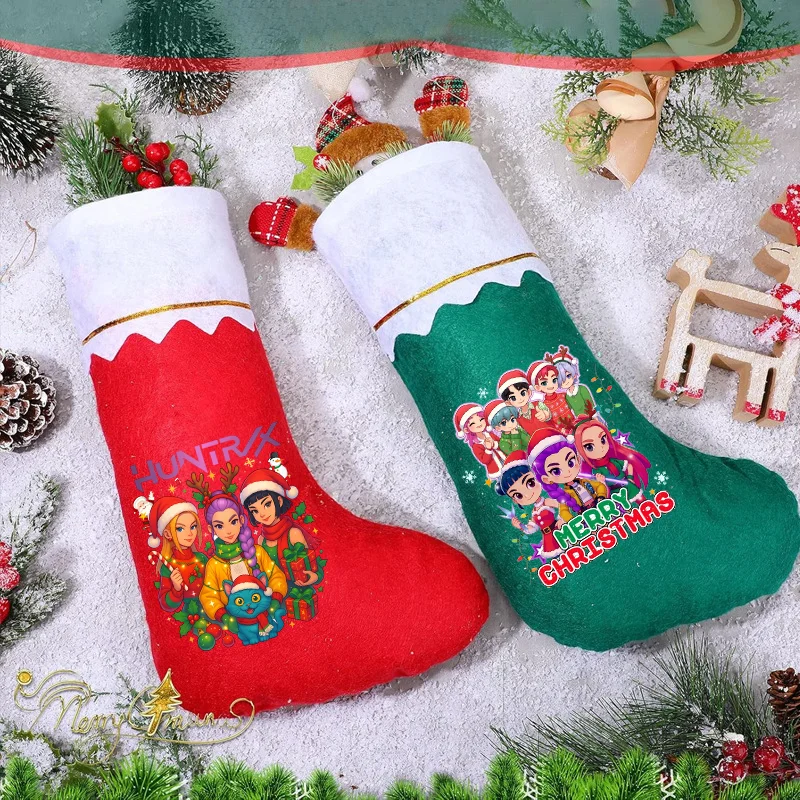 KPop Demon Hunter medias navideñas saco de regalo bolsa de dulces decoración de Navidad para el hogar calcetín Navidad árbol decoración periféricos regalo