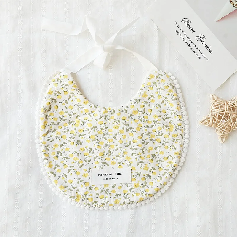 Baberos Bandana de estilo coreano para bebé, babero de muselina de algodón con adorno de encaje, babero absorbente lavable para recién nacidos y niñas - imagen 3