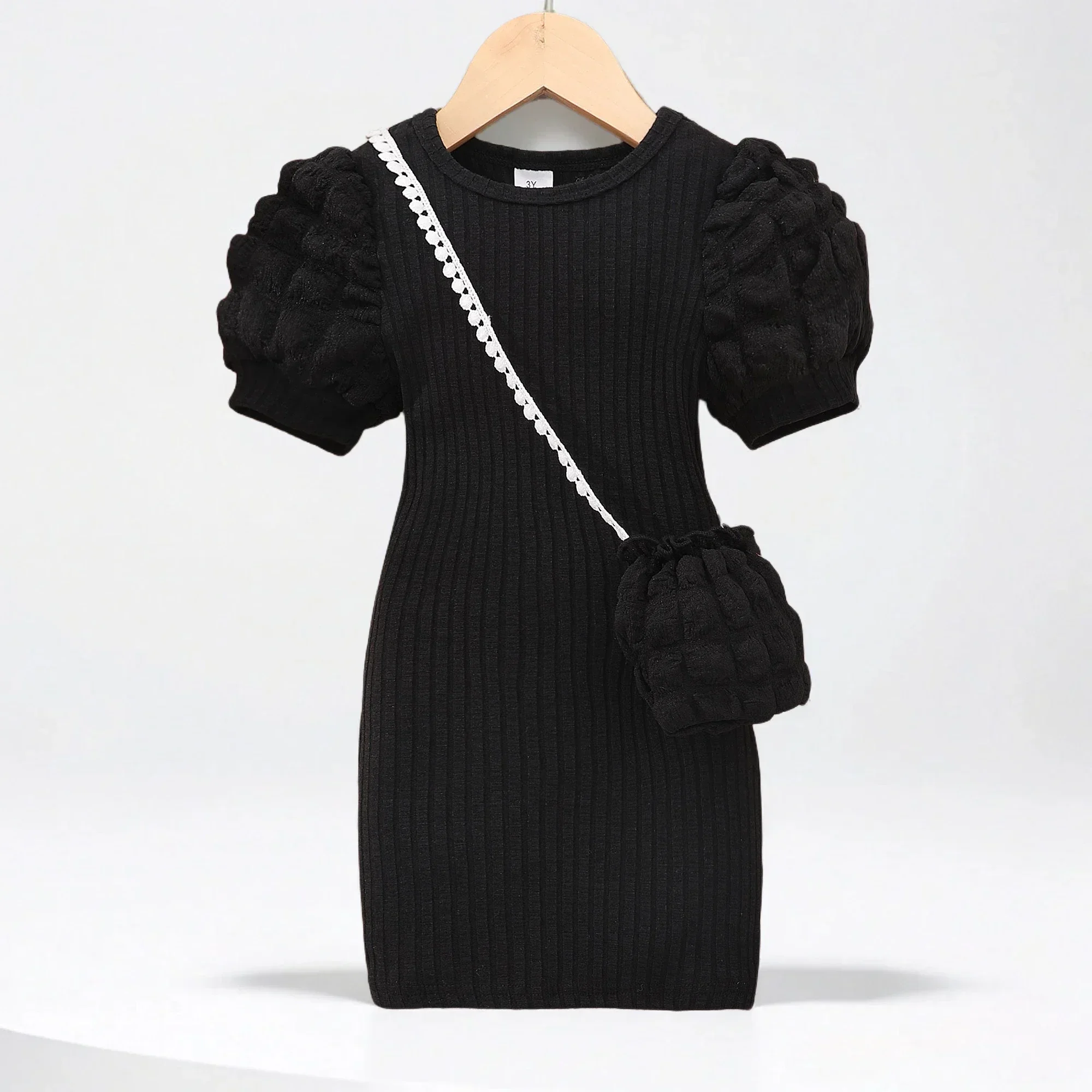 Vestido Midi de manga corta para niñas, ropa de moda de verano, ceñido al cuerpo, 2 a 8 años - imagen 4