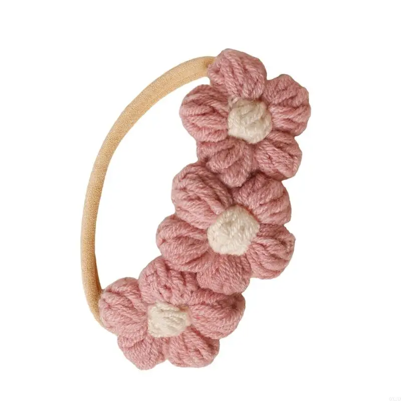 QX2D Diadema para bebés para sesiones Fotos 100 días Gorro Punto Elegante con diseño Floral Delicado Cómodo para - imagen 5