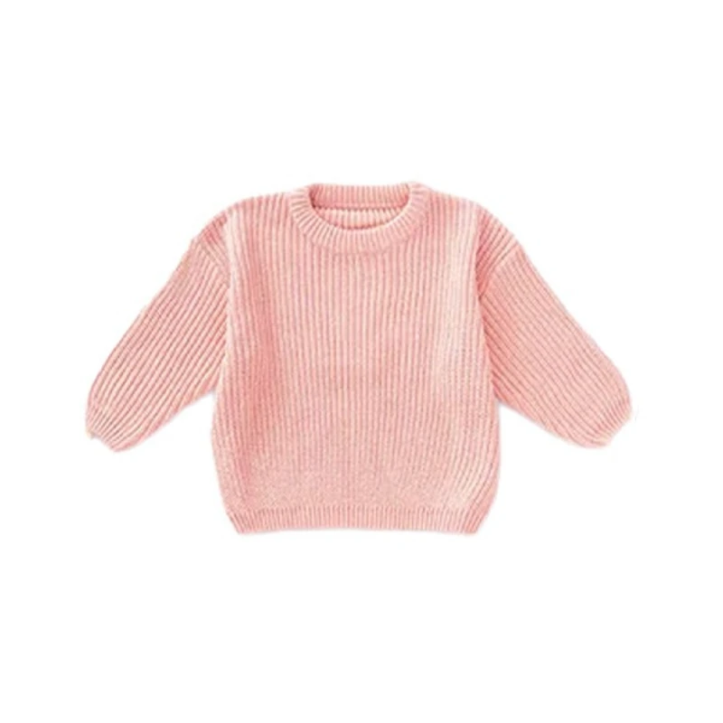 Suéter Unisex de algodón puro para primavera y otoño para bebé, Top de punto de manga larga de Color sólido para niños y niñas, suéter acogedor para Navidad