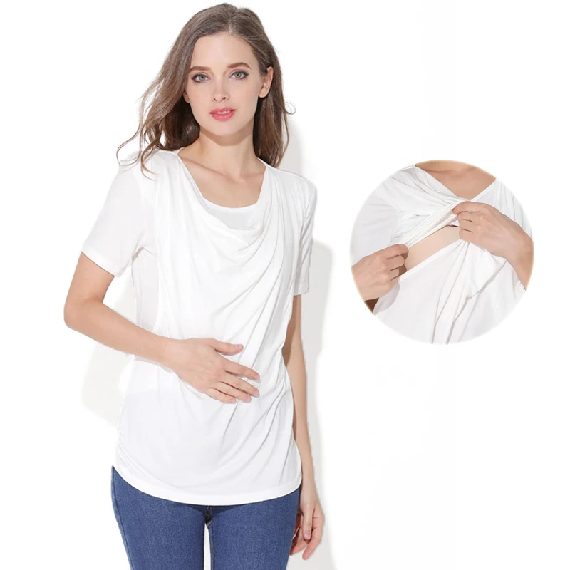Ropa de maternidad de verano de talla grande, camiseta de manga corta para embarazo, ropa de lactancia para mujeres embarazadas, Tops de lactancia