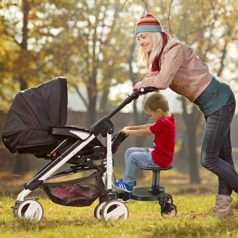 Adaptador de Pedal para cochecito de bebé, accesorios para cochecito, remolque auxiliar para niños, Scooter gemelo, placa de pie para chico con asiento - imagen 2
