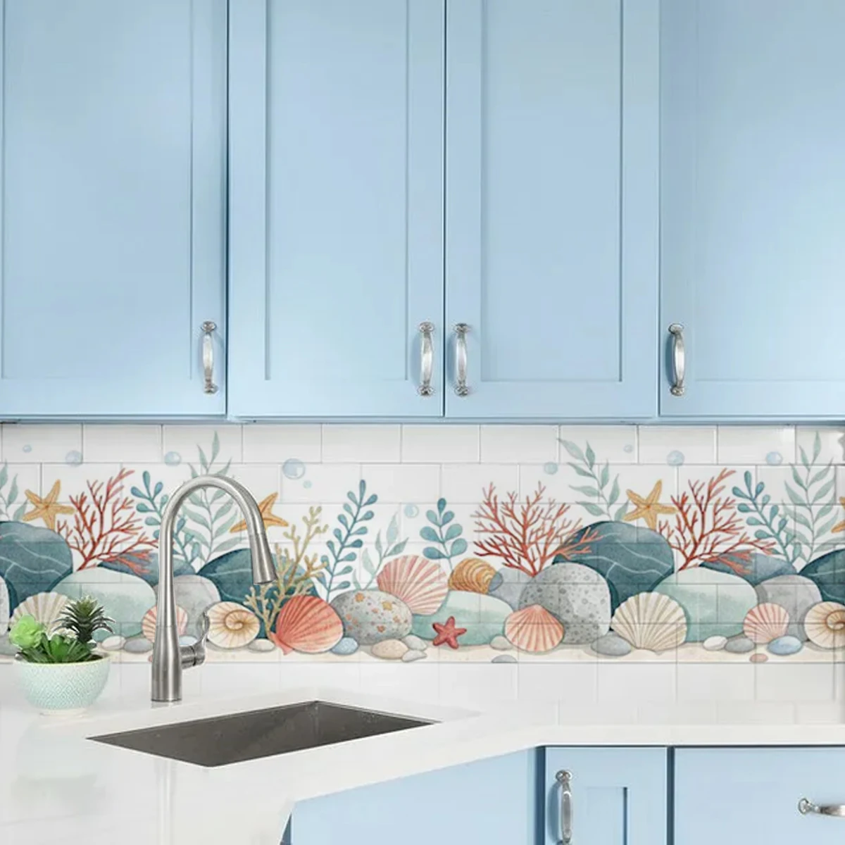 Pegatinas de pared vinilo temática marina – Conchas y estrellas