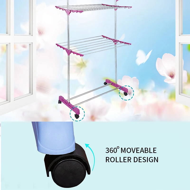 Estante multifuncional para el hogar, Perchero de pie en forma de ala, plegable, para secado de ropa, colgador de suelo, novedad - imagen 2