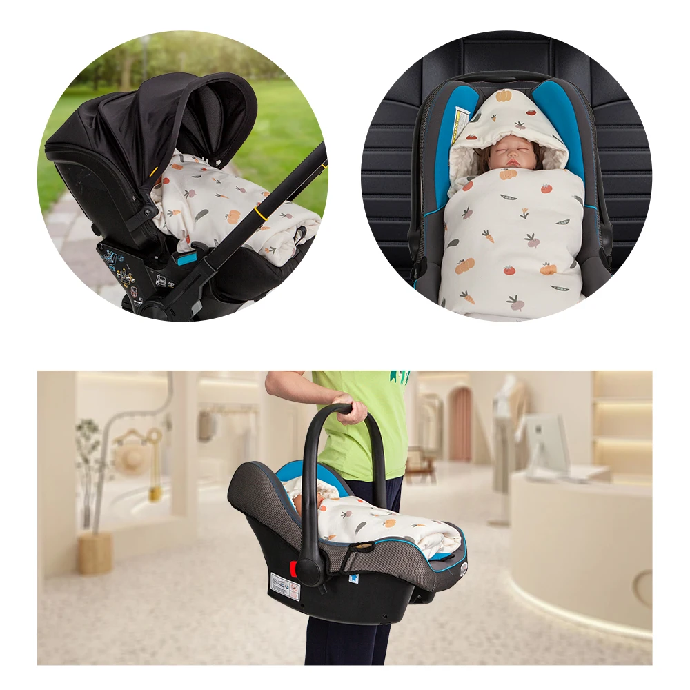 Manta Recién Nacido Capucha Antiviento 90×90 para Hospital – Beige Estampado - imagen 3
