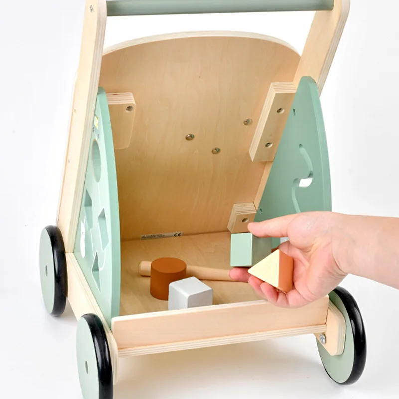 Piano de madera que toca la rueda de cuentas, carrito de compras multifuncional para caminar para bebés, rompecabezas de juguete para jugar a las casitas y niños - imagen 3