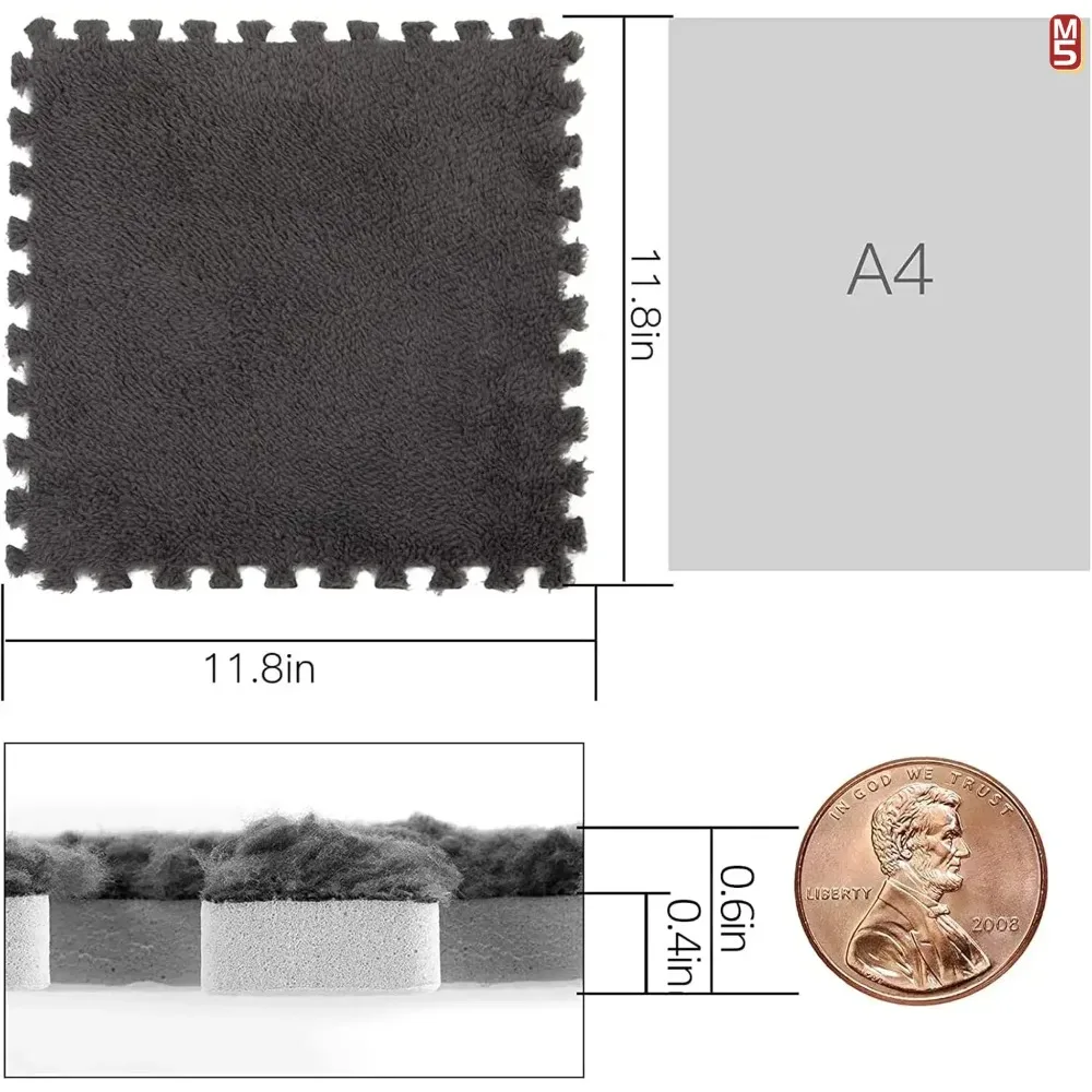 1-10 Uds. Alfombrillas de espuma de felpa, alfombrillas cuadradas de espuma, baldosas entrelazadas esponjosas para dormitorio, jardín de infantes, parque infantil - imagen 5