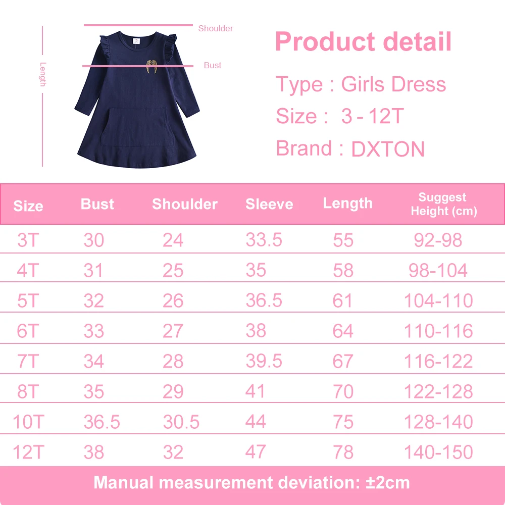 Vestido DXTON de algodón manga larga detalle frontal