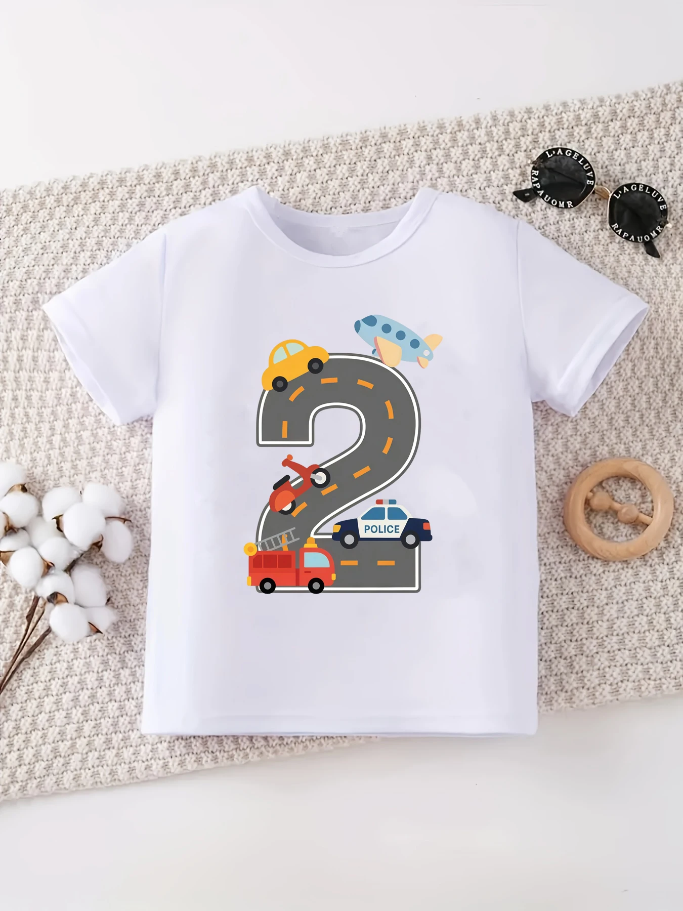 Camiseta con estampado de vehículo de construcción para niños y niñas, ropa divertida para niños, camisa de verano para niños pequeños, regalo de 1er/2 cumpleaños - imagen 4