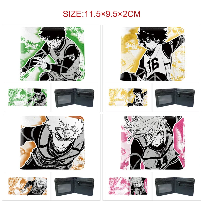 BLUE LOCK Isagi Yoichi Cartera corta de cuero PU Cartera con estampado de anime Cartera delgada portátil Carteras de cuero suave minimalistas plegables - imagen 2