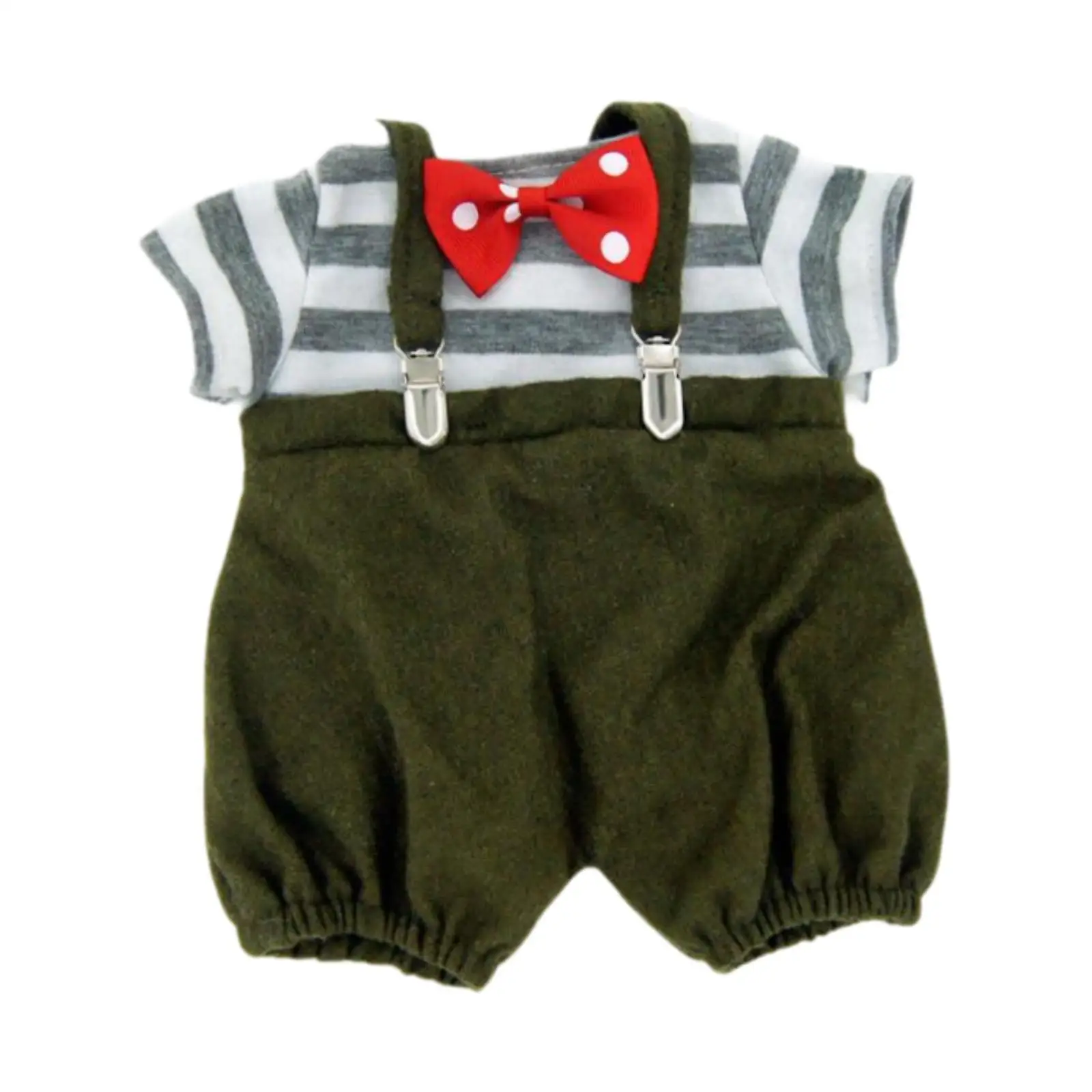 3x Fashion Dolls Suspender Pants and T Shirt Bow Tie Outfits Accessories Handmade Clothing for 38cm Dolls Children's Gifts