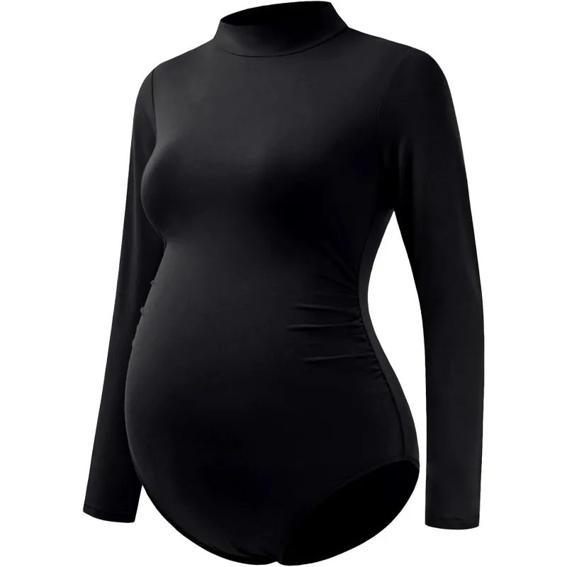 Body de maternidad elastico en algodon - Cuello alto, manga larga - imagen 5