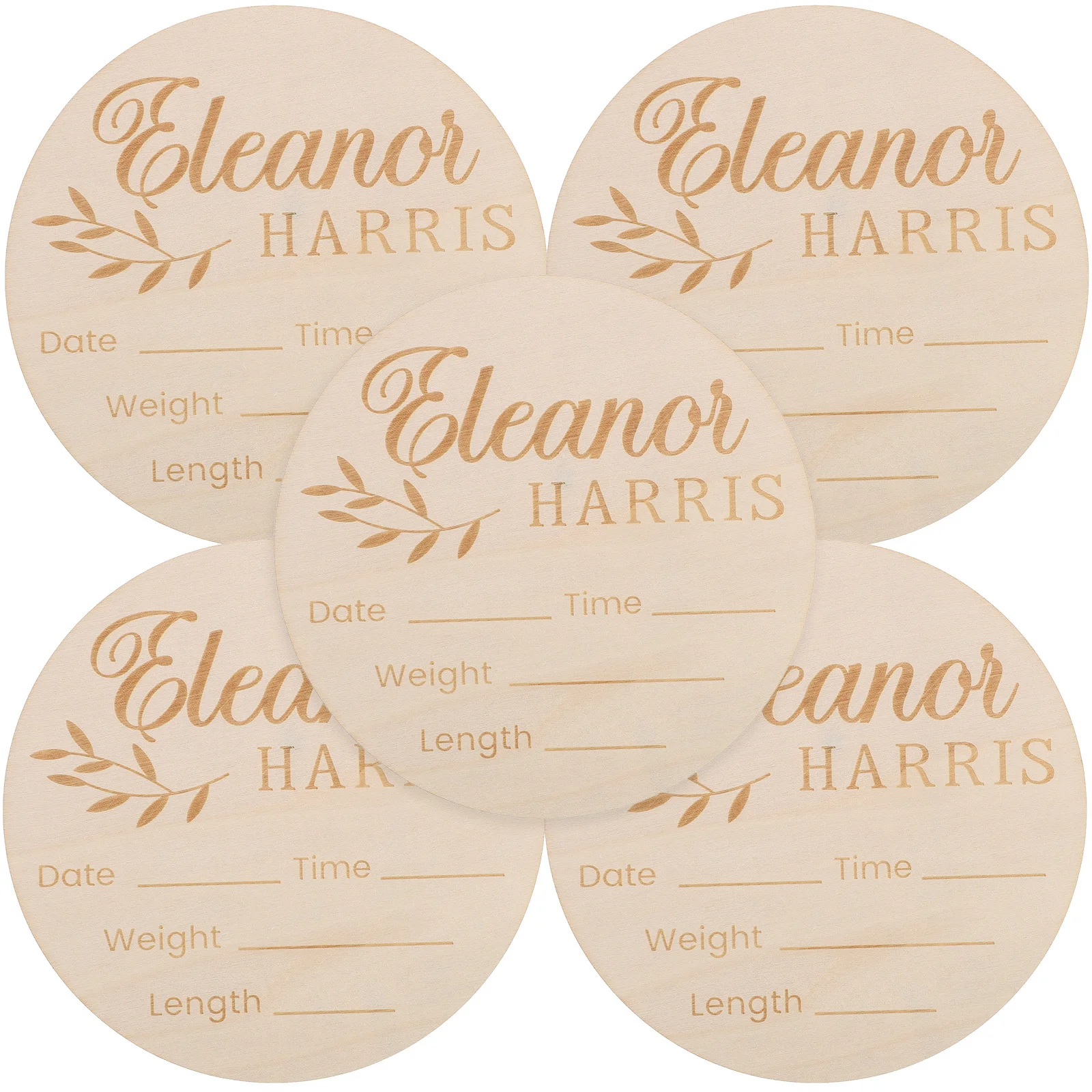 Tablero de anuncios de nacimiento de bebé de madera, señal de nombre de corazón para recién nacido, accesorio para fotografía, regalo para bebé, letrero de anuncio para recién nacido, 5 uds. - imagen 4