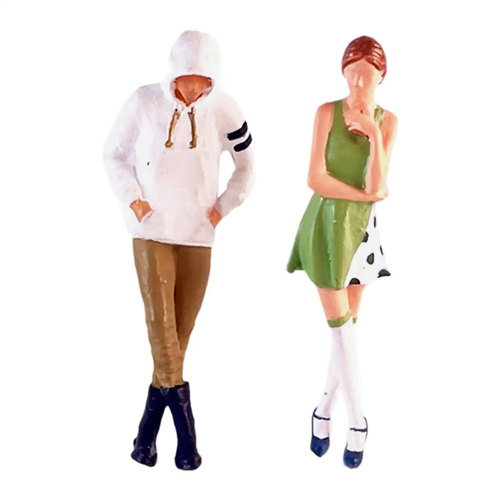 2 Pieces 1:64 Figures Set Couples Figurines Dating Scene Model for Miniature Scenes Architecture Fairy Garden Photography Layout