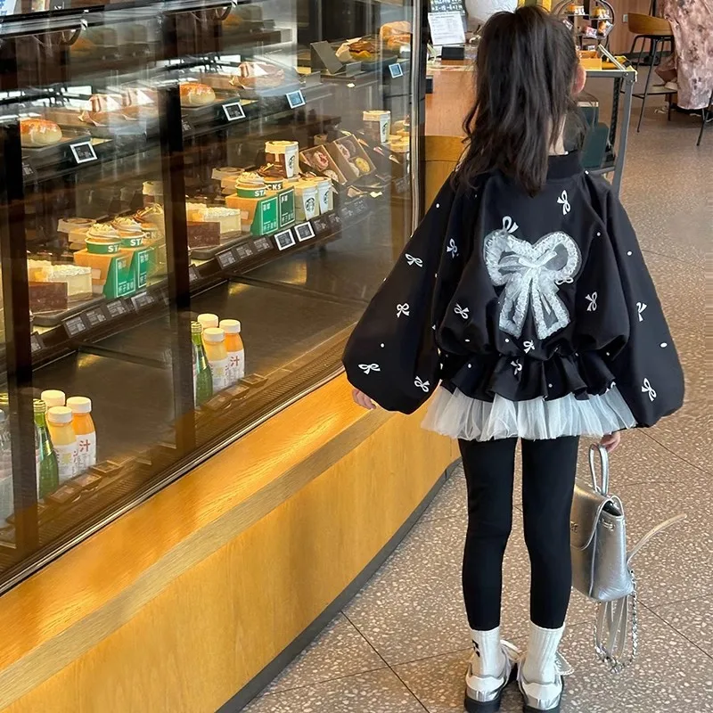 Abrigo infantil con lazo para niña – Chaqueta cortaviento ligera - imagen 5