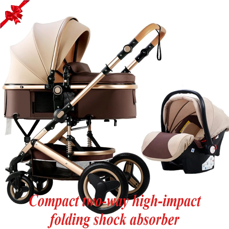 El cochecito con asiento tipo cesta puede sentarse y acostarse Amortiguador plegable de paisaje alto bidireccional ligero