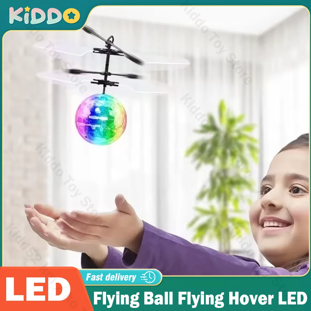Juguetes de pelota voladora para niños, pelota voladora voladora, Dron LED colorido, regalos de inducción infrarroja remota para niños, adolescentes, interiores y exteriores