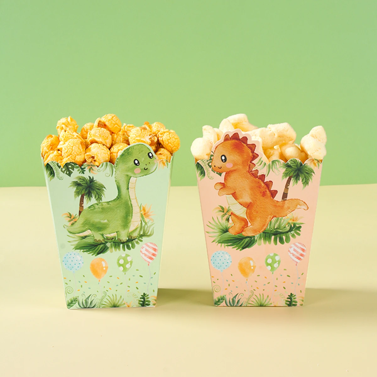 Cajas de palomitas de maíz de dinosaurio y animales de la selva, cajas de golosinas de zoológico, decoración de papel para fiesta de feliz cumpleaños, suministros para fiestas infantiles, regalos, caja de palomitas de maíz - imagen 5